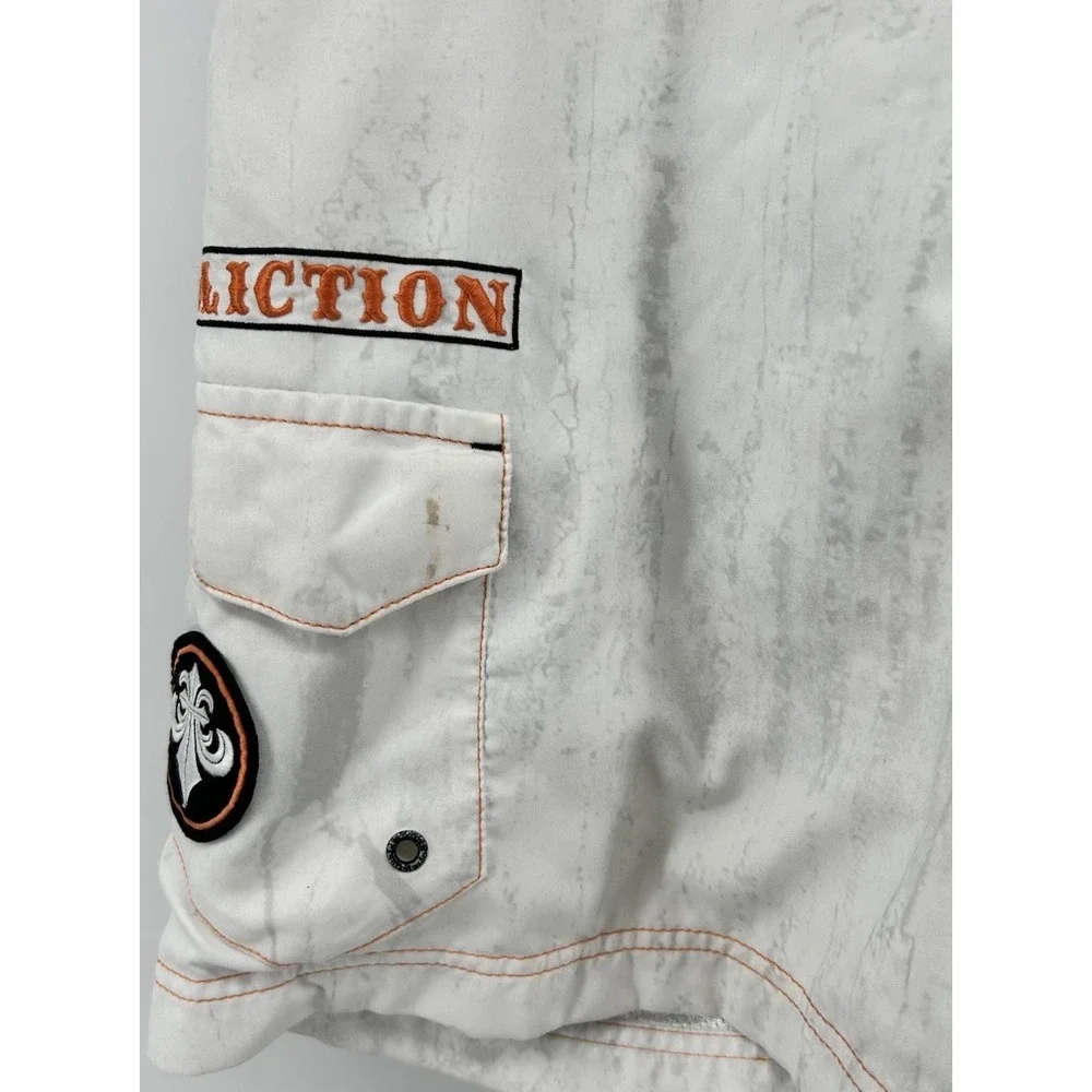 Affliction Tried Boardshorts White With Orange Accents And Graphics Men's 31